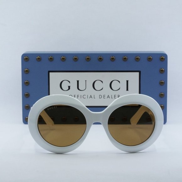 FINAL PRICE NEW GUCCI GG1647S 003 WHITE BROWN SUNGLASSES - Picture 2 of 11